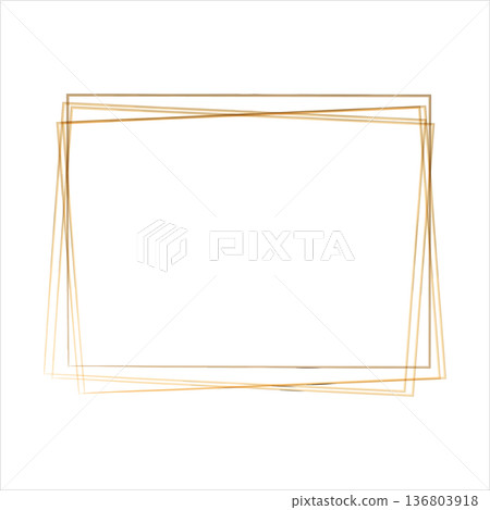 Multiple golden watercolor frames create a geometric, overlapping border on a clean white background. This elegant and delicate design adds a sophisticated touch, ideal for invitations or decor. Multiple golden watercolor frames create a geometric, overlapping border on a clean white background. This elegant and delicate design adds a sophisticated touch, ideal for invitations or decor. 136803918
