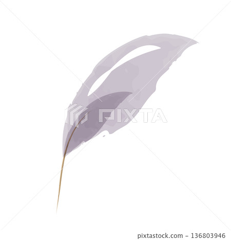 A single delicate watercolor leaf, painted in soft purple tones, appears to float on a clean white background. Its graceful shape and gentle colors create a peaceful and artistic impression. A single delicate watercolor leaf, painted in soft purple tones, appears to float on a clean white background. Its graceful shape and gentle colors create a peaceful and artistic impression. 136803946