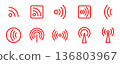 Wireless Signal and WiFi Icon Set Line Style Radio Broadcast Network Connection Symbols EPS Vector Collection 136803967