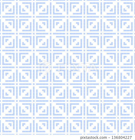 Seamless Geometric Checked Light Blue Pattern. 136804227