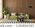 Mid century style conceptual dopamine interior room 3d illustration 136804385