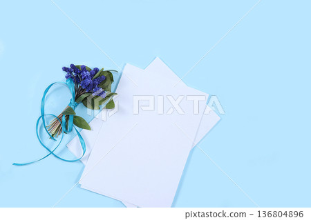 Abstract floral composition, spring background. Carnations on pink background, minimal holiday concept. Postcard for womens day or mothers day, happy birthday, wedding, banner for the screen, 136804896