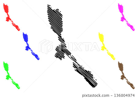 Losinj island (Republic of Croatia, Dalmatian Archipielago, Adriatic Sea) map vector illustration, scribble sketch Losinj map 136804974