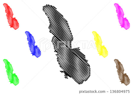 Lougheed island (Canada, Nunavut Territory, North America) map vector illustration, scribble sketch Lougheed map 136804975