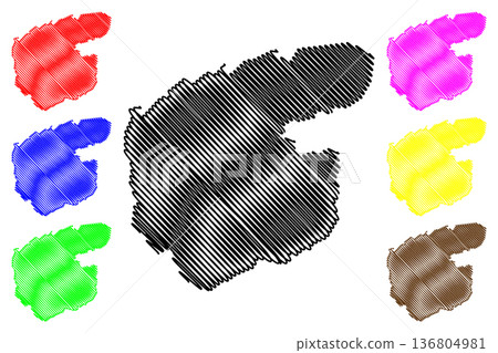 Mackenzie King island (Canada, Nunavut Province, North America, Queen Elizabeth Islands) map vector illustration, scribble sketch Mackenzie King map 136804981