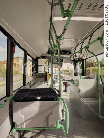 Modern Transit Vehicle Shows Solitary Traveler Ready To Leave 136805036