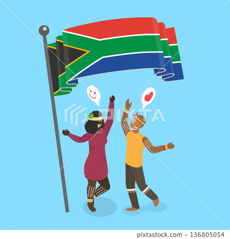 3D Isometric Flat Vector Illustration of Heritage Day, Greeting Card Design 136805054