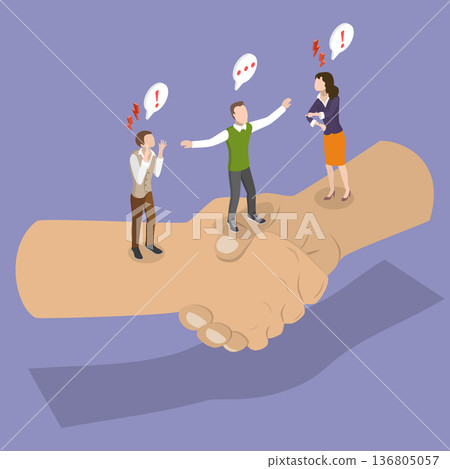 3D Isometric Flat Vector Illustration of Conflict Mediator, Dispute Resolution And Management 136805057