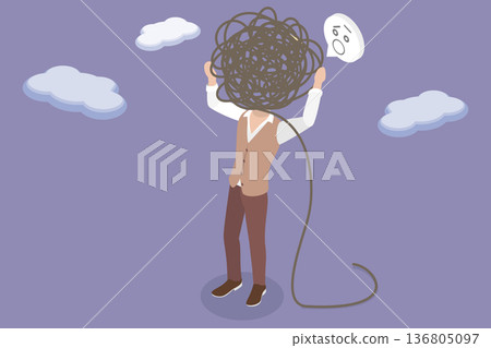 3D Isometric Flat Vector Illustration of Messy Problem, Represents Struggle, Effort, and Difficulty 3D Isometric Flat Vector Illustration of Messy Problem, Represents Struggle, Effort, and Difficulty 136805097