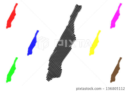 Manhattan island (United States of America, North America, US, USA, New York County and city) map vector illustration, scribble sketch Manhattan map Manhattan island (United States of America, North America, US, USA, New York County and city) map vector illustration, scribble sketch Manhattan map 136805112