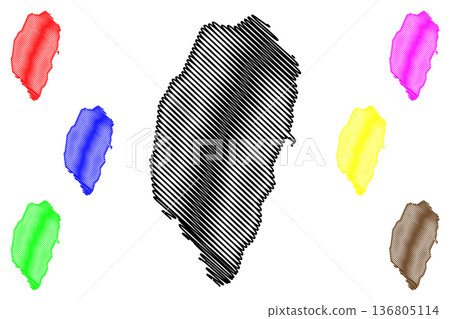 Mansel island (Canada, Nunavut Province, North America, Canadian Arctic Archipelago) map vector illustration, scribble sketch Pujjunaq map 136805114