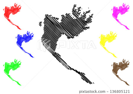 Meganisi island (Hellenic Republic, Greece, Greek, Ionian Islands) map vector illustration, scribble sketch Meganisi map Meganisi island (Hellenic Republic, Greece, Greek, Ionian Islands) map vector illustration, scribble sketch Meganisi map 136805121