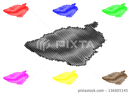 Misool island (Republic of Indonesia, South East Asia, Raja Ampat Archipelago) map vector illustration, scribble sketch Mysol or Misol map 136805145