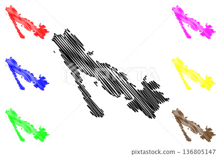 Molat island (Republic of Croatia, Adriatic Sea) map vector illustration, scribble sketch Molat map 136805147