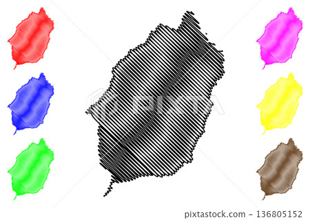 Morotai island (Republic of Indonesia, South East Asia, Maluku Islands Archipelago) map vector illustration, scribble sketch Morotai map Morotai island (Republic of Indonesia, South East Asia, Maluku Islands Archipelago) map vector illustration, scribble sketch Morotai map 136805152