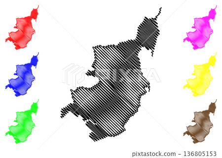 Mors island (Kingdom of Denmark) map vector illustration, scribble sketch Moro map 136805153