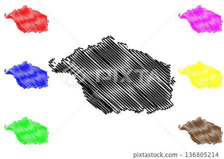 New Hanover island (Papua New Guinea, Bismarck Archipelago) map vector illustration, scribble sketch Lavongai map 136805214