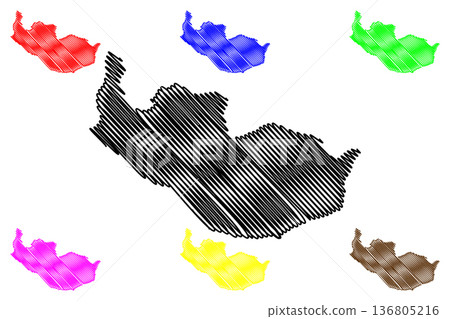 New Siberia island (Russia, Russian Federation, New Siberian Islands archipelago) map vector illustration, scribble sketch Novaya Sibir map 136805216