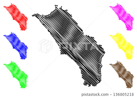 Nias island (Republic of Indonesia, South East Asia) map vector illustration, scribble sketch Pulau Nias map 136805218