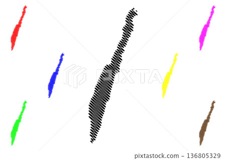 Oland island (Kingdom of Sweden, Kalmar County) map vector illustration, scribble sketch Oland map 136805329