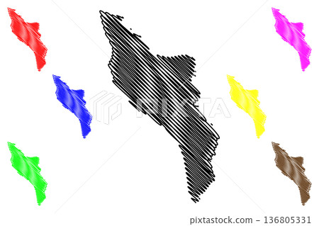 Oleron island (French Republic, France) map vector illustration, scribble sketch Oleron map 136805331