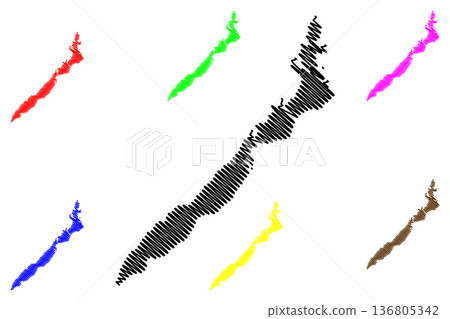 Palawan island (Southeast Asia, Republic of the Philippines, Philippine islands or archipelago) map vector illustration, scribble sketch Palawan map 136805342