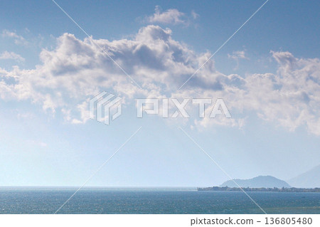 Chikubushima Island floating on Lake Biwa and the early summer sky Chikubushima Island floating on Lake Biwa and the early summer sky 136805480