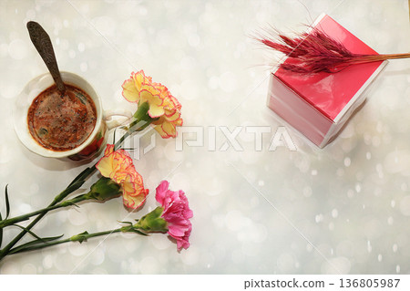 Beautiful flowers and butterflies on a light background.Abstract floral composition, still life, spring background or banner, holiday concept. Card for Mother's Day, Women's Day, Happy Birthday, Beautiful flowers and butterflies on a light background.Abstract floral composition, still life, spring background or banner, holiday concept. Card for Mother's Day, Women's Day, Happy Birthday, 136805987