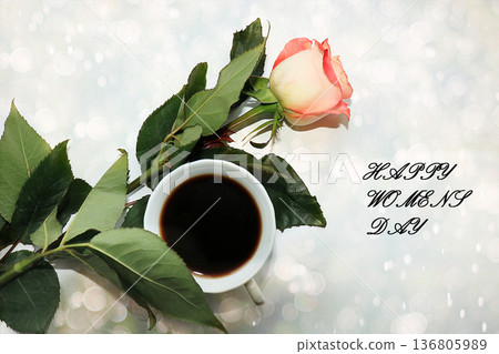 Beautiful flowers and butterflies on a light background.Abstract floral composition, still life, spring background or banner, holiday concept. Card for Mother's Day, Women's Day, Happy Birthday, 136805989