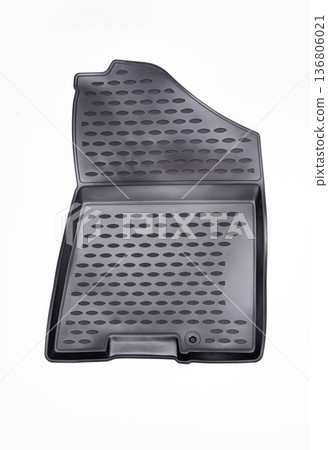 Rubber floor mat for cars, isolated on white background Rubber floor mat for cars, isolated on white background 136806021