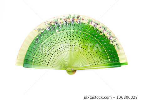 Open green fan on white isolated background Open green fan on white isolated background 136806022