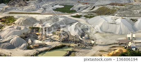 Limestone quarry at industrial open-pit mining site In North Carolina Appalachians, USA 136806194