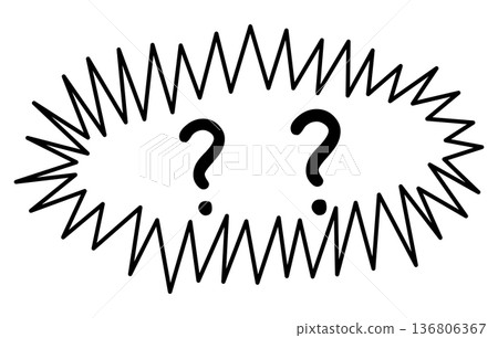 Hand drawn question marks inside comic speech bubble doodle style black outline symbol of doubt curiosity faq help concept minimal monochrome illustration Hand drawn question marks inside comic speech bubble doodle style black outline symbol of doubt curiosity faq help concept minimal monochrome illustration 136806367
