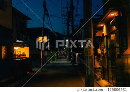 kyoto, japan - 2 july 2025 night view of a quiet street kyoto, japan - 2 july 2025 night view of a quiet street 136806381