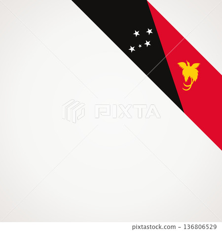 Corner ribbon flag of Papua New Guinea Corner ribbon flag of Papua New Guinea 136806529