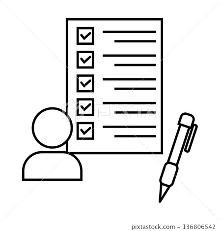清單、筆和人物圖標 清單、筆和人物圖標 136806542