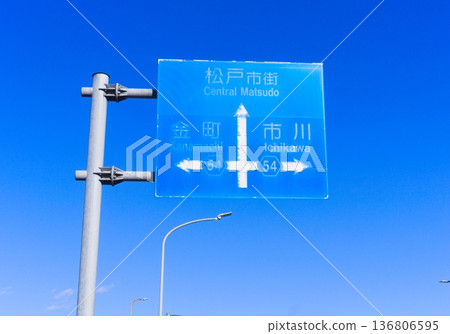 Matsudo City Kanamachi Ichikawa Blue Sign 136806595