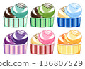 Illustration of double ice cream in a cup 136807529