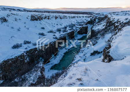 Overlooking the Gulfoss Waterfall Overlooking the Gulfoss Waterfall 136807577