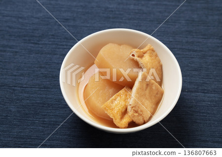Simmered radish and fried tofu Simmered radish and fried tofu 136807663