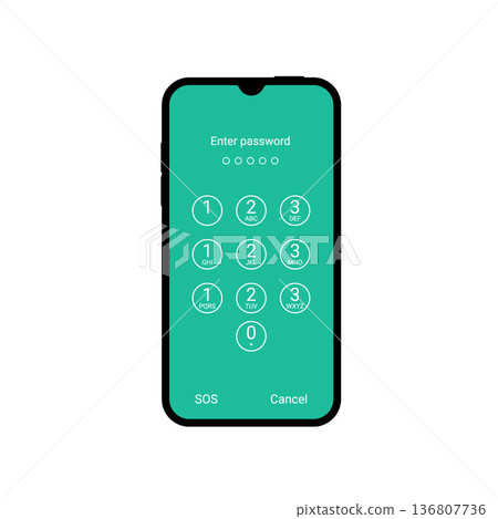 Smartphone password lock screen background. Phone account personal message information 136807736