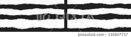 Torn paper edges background. Torn paper texture strips lines. Frames scrapbooking border banner 136807737