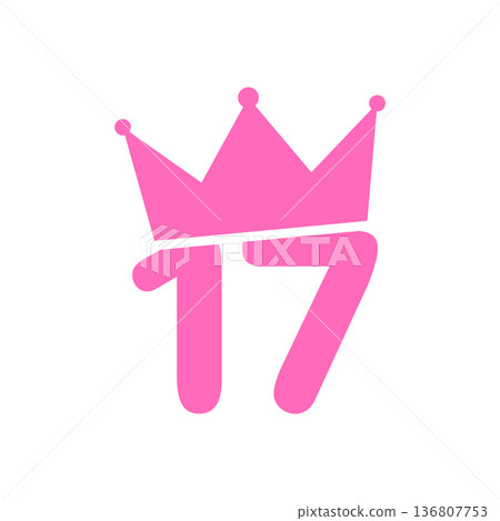 Sweet 17 years celebration background. 17th anniversary birthday party logo icon 136807753