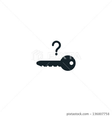 Security access authentication key icon with question mark symbol password recovery assistance Security access authentication key icon with question mark symbol password recovery assistance 136807758