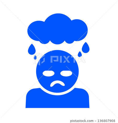 Blue icon representing a depressed mood 136807908