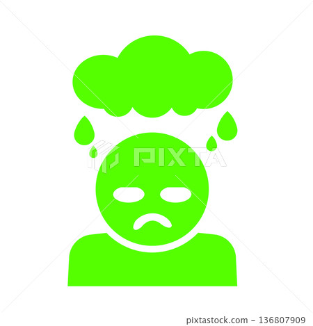 A person icon (green) that represents a depressed mood A person icon (green) that represents a depressed mood 136807909
