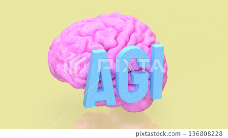 Artificial General Intelligence Brain Concept 3d render. Artificial General Intelligence Brain Concept 3d render. 136808228