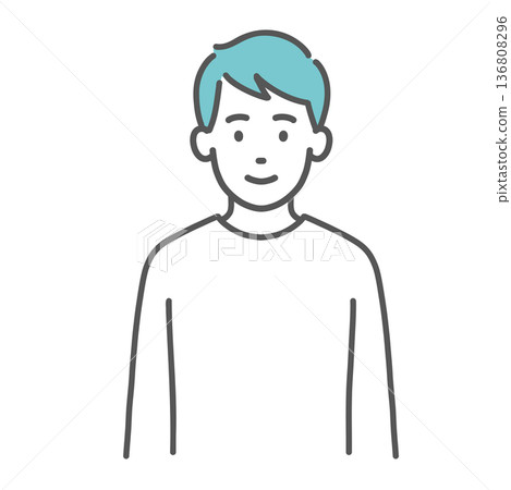 一位微笑的年輕男子的插圖（正面，上半身） 136808296