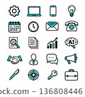 Business, IT, and digital marketing icon set (AI, chat, analysis, goal) flat design 136808446