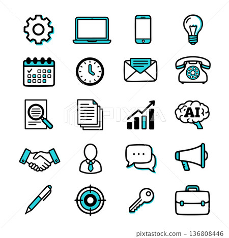 Business, IT, and digital marketing icon set (AI, chat, analysis, goal) flat design Business, IT, and digital marketing icon set (AI, chat, analysis, goal) flat design 136808446